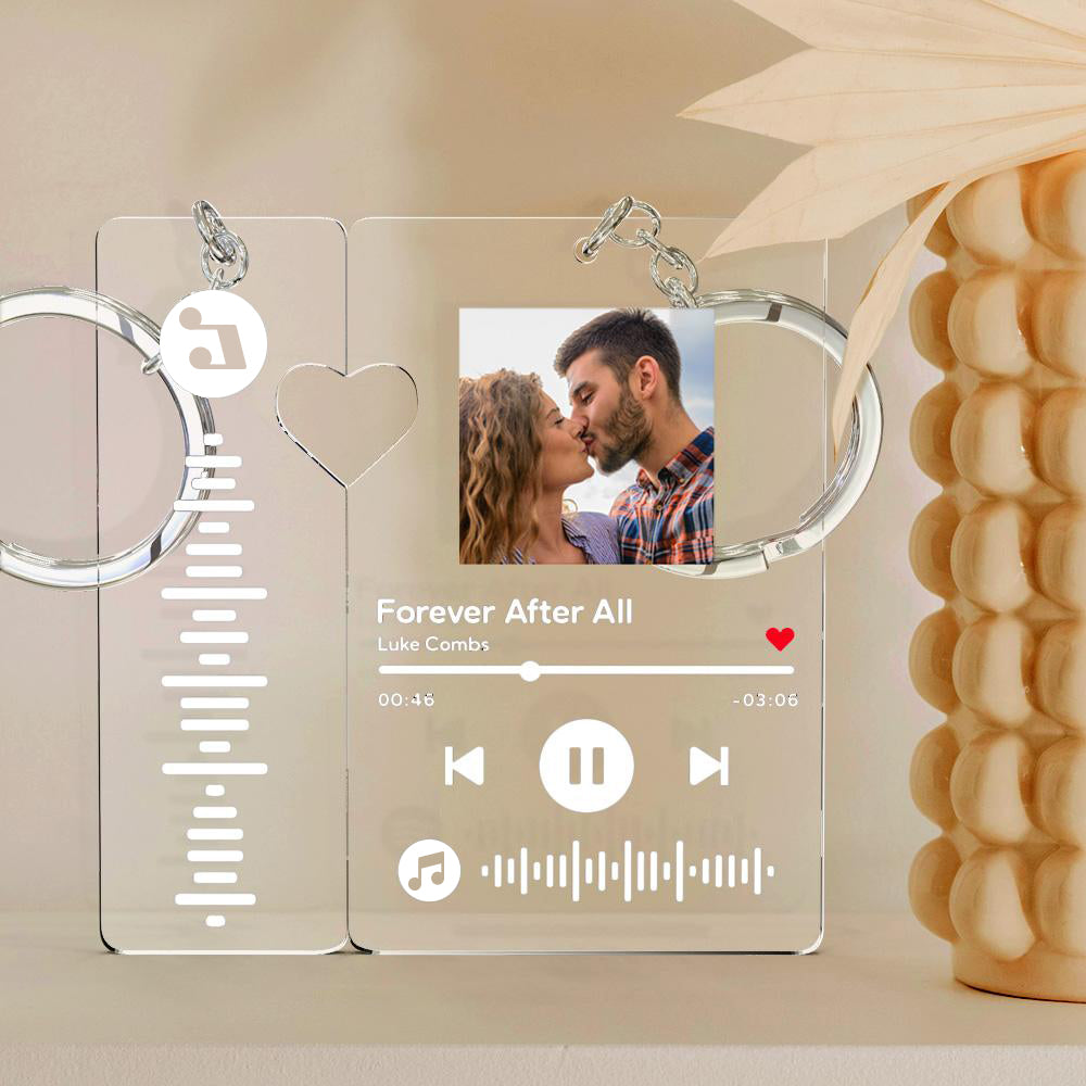 Custom Keychain With Picture Personalized Scannable Music Song Code Keychain For Couples Lover Boyfriend Gift