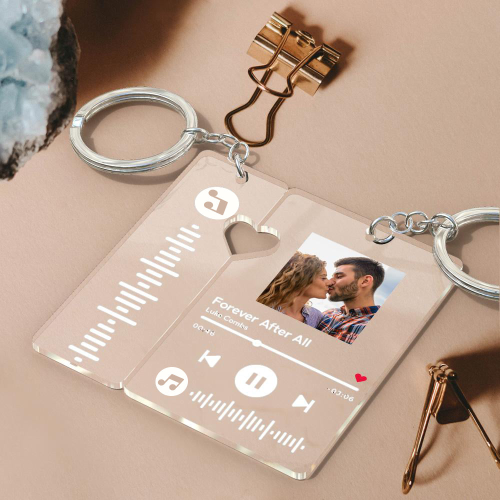 Custom Keychain With Picture Personalized Scannable Music Song Code Keychain For Couples Lover Boyfriend Gift