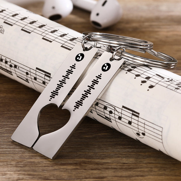 Scannable Custom Music Code Keychain 2pcs a Set