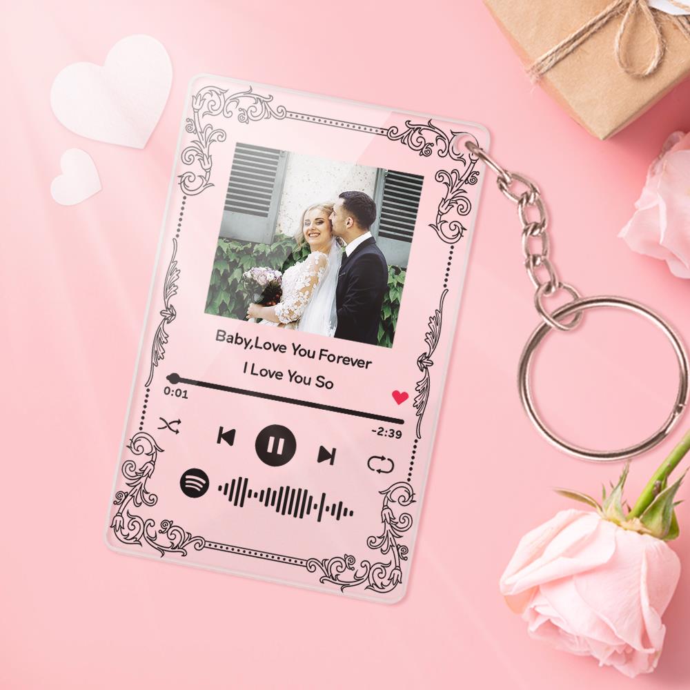 Custom Photo Plaue Acrylic Music Keychain Custom Couple Photo For Girlfriend