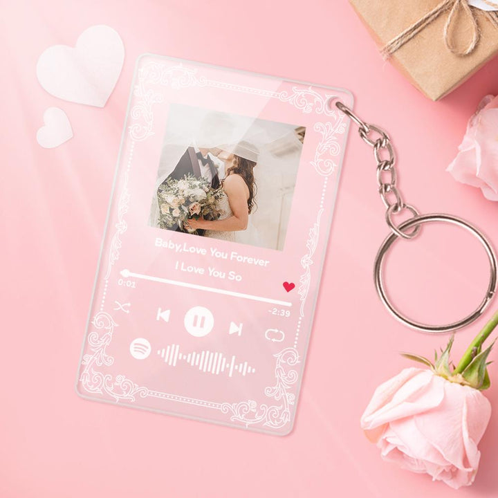 Custom Photo Plaue Acrylic Music Keychain Custom Couple Photo For Girlfriend