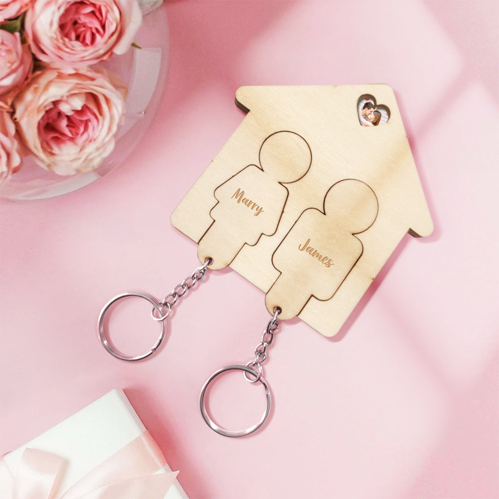 Custom Wooden Name Key Holder Personalized Keychain Home Decorative Gift for Couple