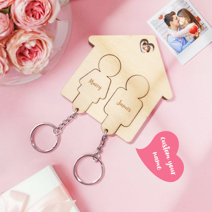 Custom Wooden Name Key Holder Personalized Keychain Home Decorative Gift for Couple