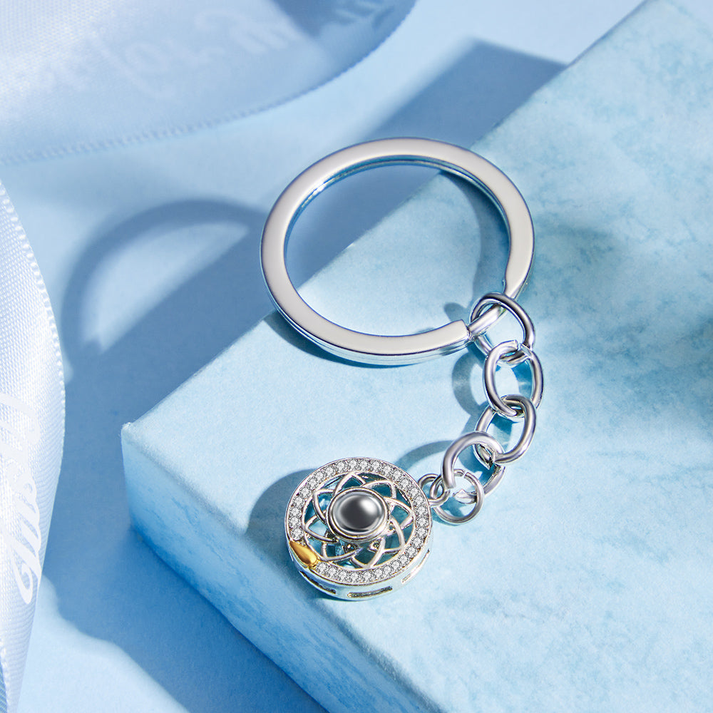 Custom Photo Projection Keychain Sun and Moon Couple Commemorative Gifts