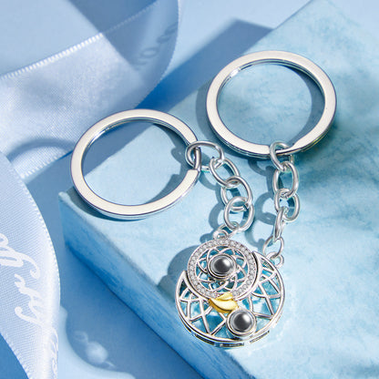 Custom Photo Projection Keychain Sun and Moon Couple Commemorative Gifts
