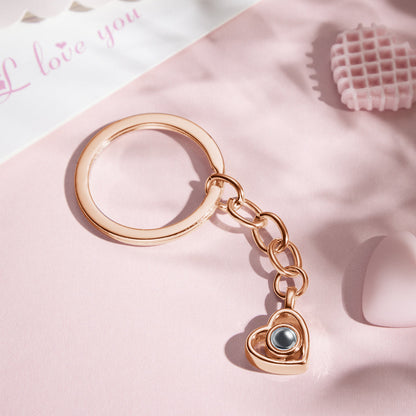 Custom Heart-shaped Hollow Photo Projection Keychain Couple Gifts