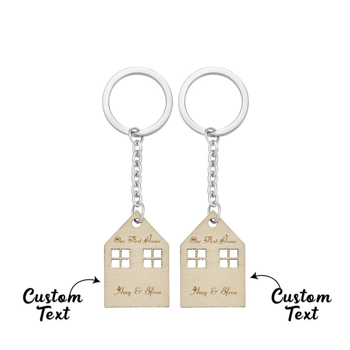 Custom Engraved House Modeling Paired Keychains Housewarming Gifts