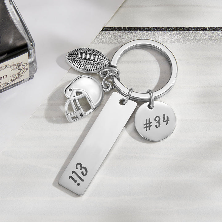 Custom Engraved Keychain Hand Stamped Football Keychain Creative Gift