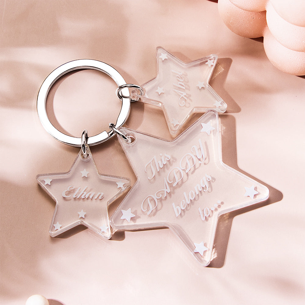 Custom Engraved Keychain Unique Star Acrylic Gifts