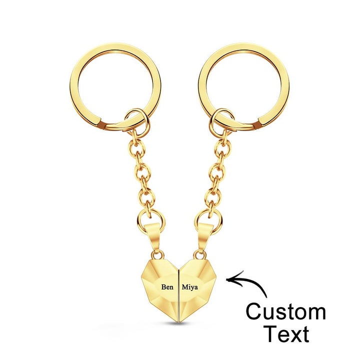 Custom Engraved Keychain Magnetic Matching Heart Keychains Gift for Couple