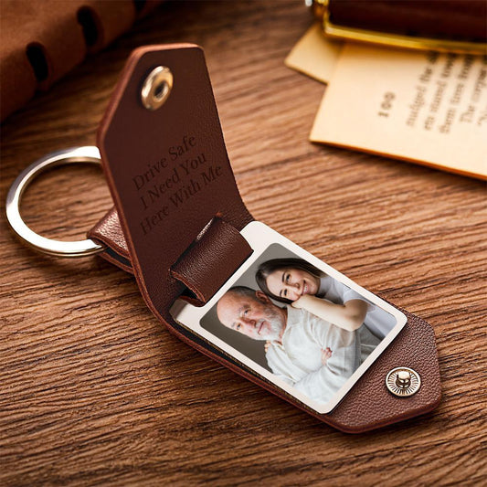 Father's Day Keychain Personalized Date Keychain with Photo Calendar Gifts for Dad
