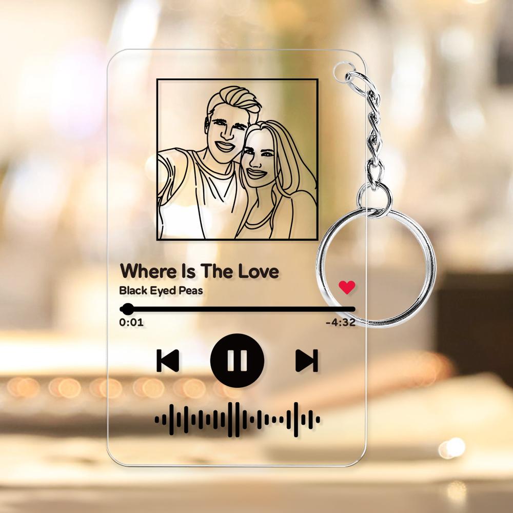 Custom Line Art Music Code Plaques Keychain, Engraved Custom Acrylic, Song Keychain