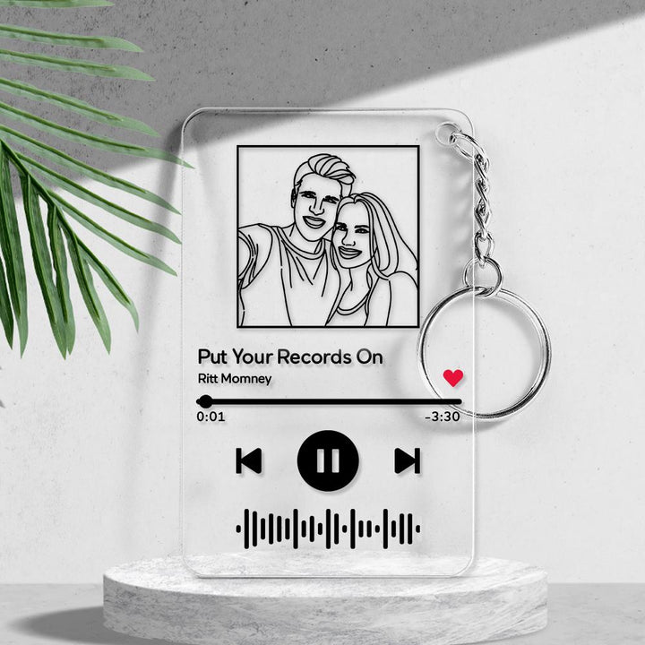 Custom Line Art Music Code Plaques Keychain, Engraved Custom Acrylic, Song Keychain