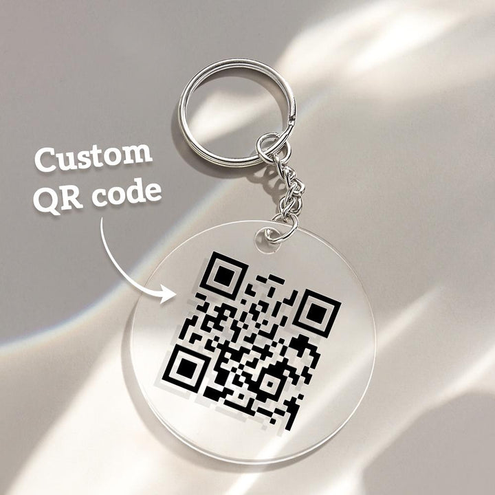 Scannable QR Code Social Media Keychain with Your Voice or Text Gift for Her