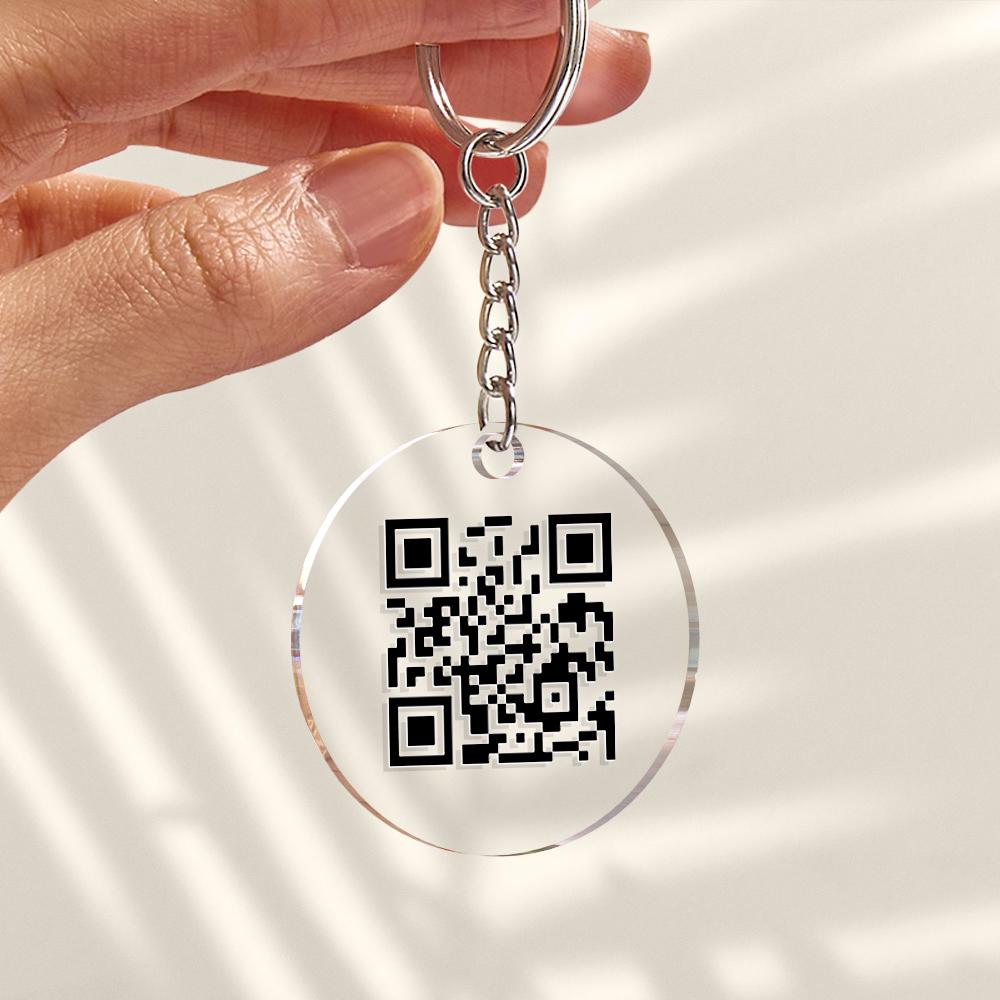 Scannable QR Code Social Media Keychain with Your Voice or Text Gift for Her