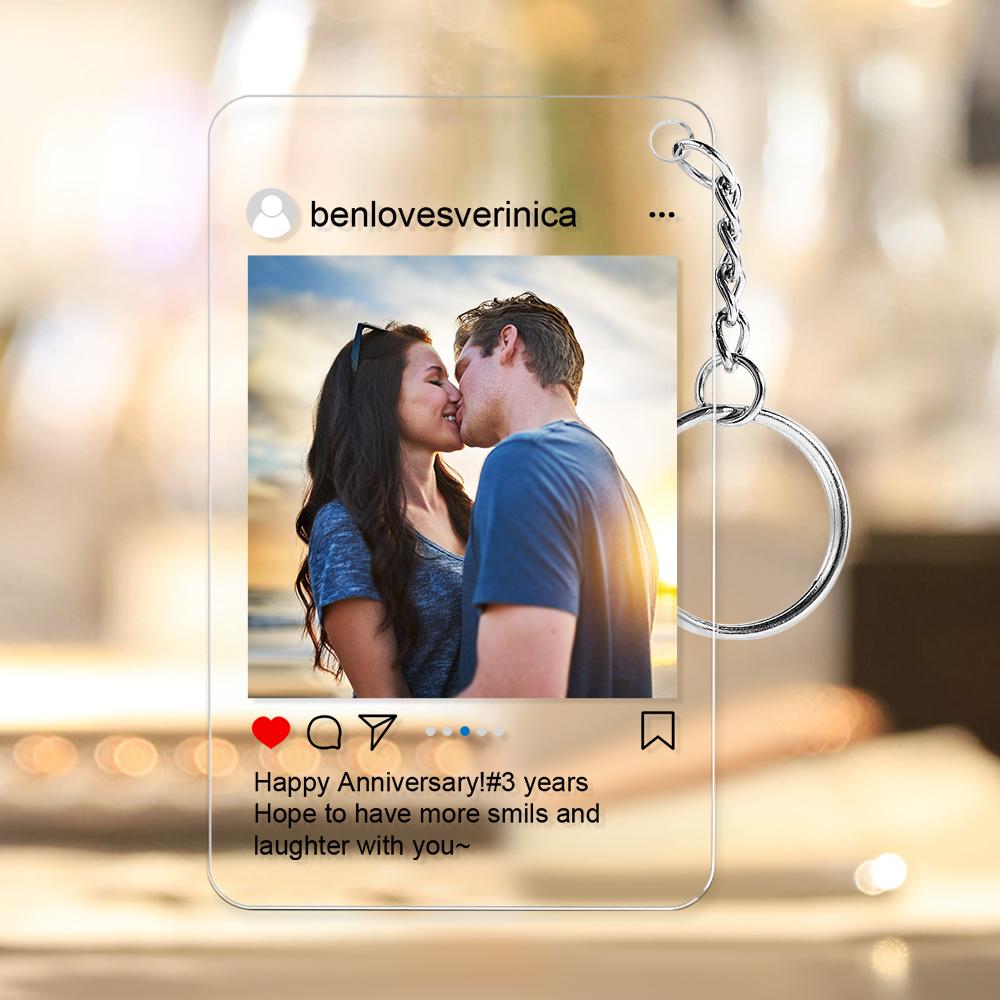 Customized Photo Keychain Personalized Instagram Photo Key Chain Gift for Couple