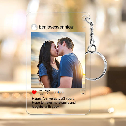 Customized Photo Keychain Personalized Instagram Photo Key Chain Gift for Couple
