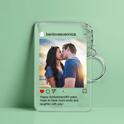 Customized Photo Keychain Personalized Instagram Photo Key Chain Gift for Couple