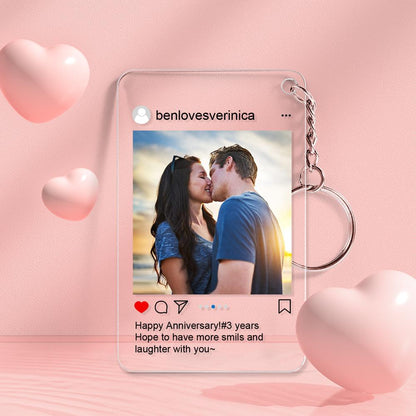 Customized Photo Keychain Personalized Instagram Photo Key Chain Gift for Couple