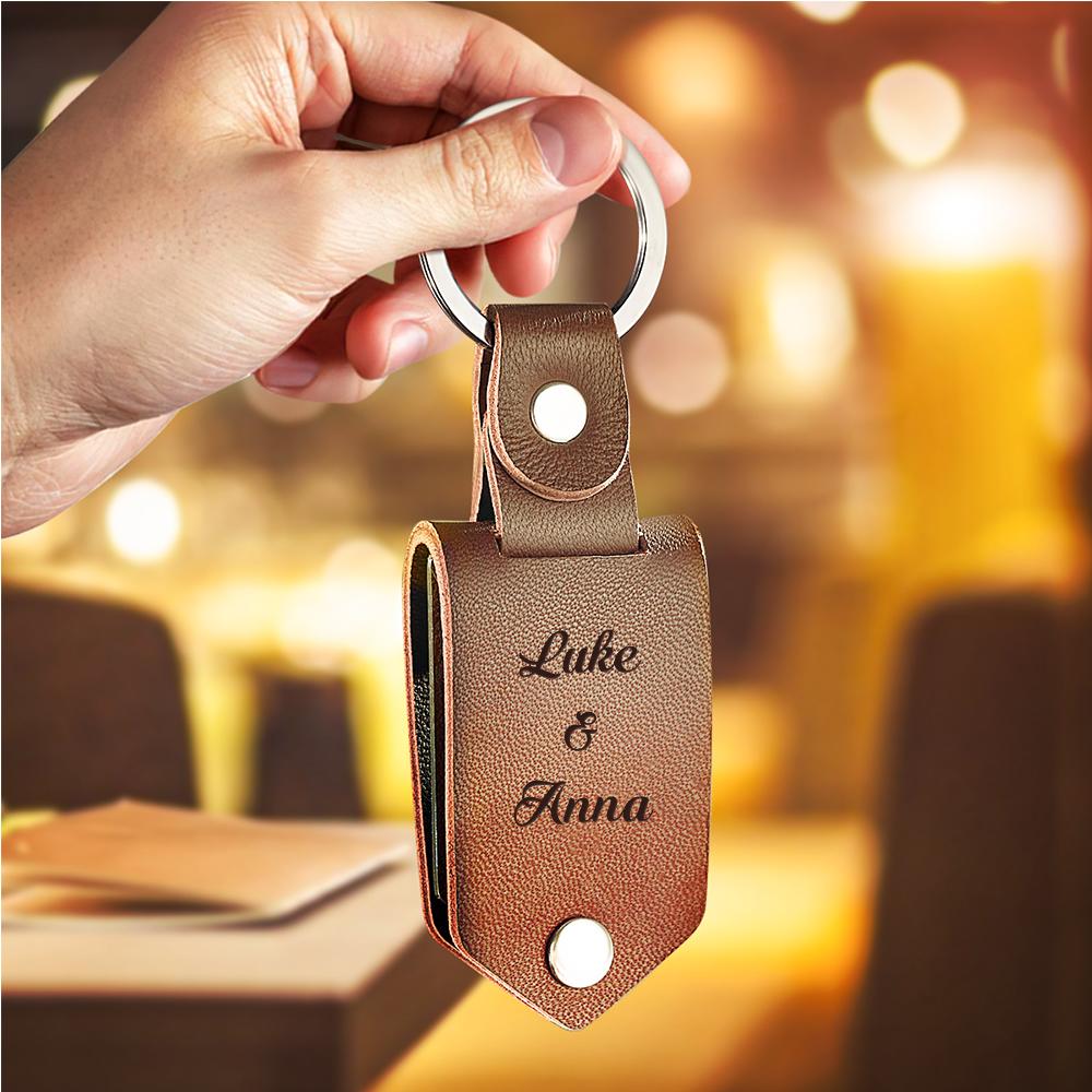Personalized Calendar Date Keychain Couple Leather Keyring