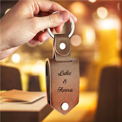 Personalized Calendar Date Keychain Couple Leather Keyring