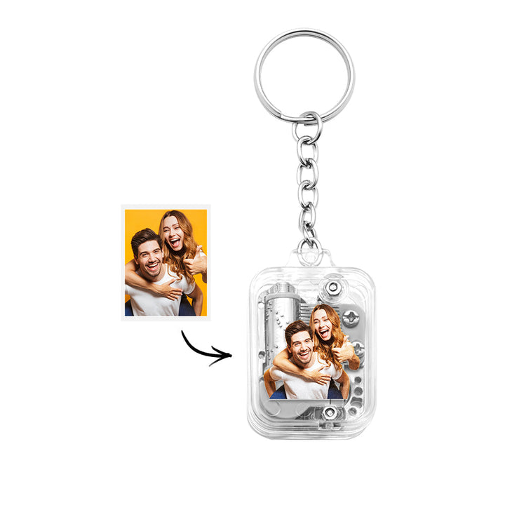 Personalized Photo Sky City Mini Music Keychain Acrylic Clear Hand Crank Birthday Gifts