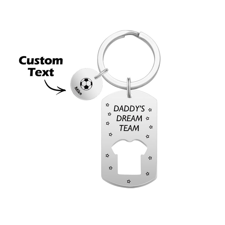 Personalized Engraved Football Daddy' Dream Team Keychain with Children's Names Key Ring Father's Day Gifts