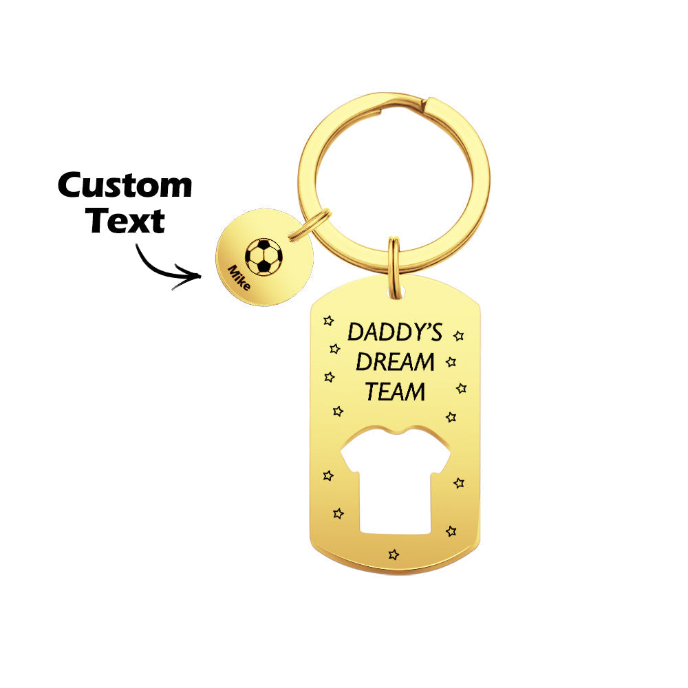 Personalized Engraved Football Daddy' Dream Team Keychain with Children's Names Key Ring Father's Day Gifts