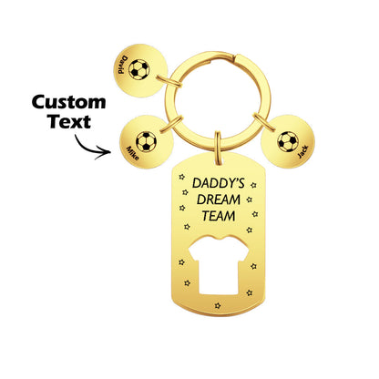 Personalized Engraved Football Daddy' Dream Team Keychain with Children's Names Key Ring Father's Day Gifts
