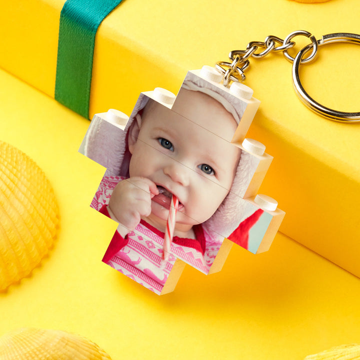 Personalised Photo Keychain Building Bricks Block Keychain Diamond Shape