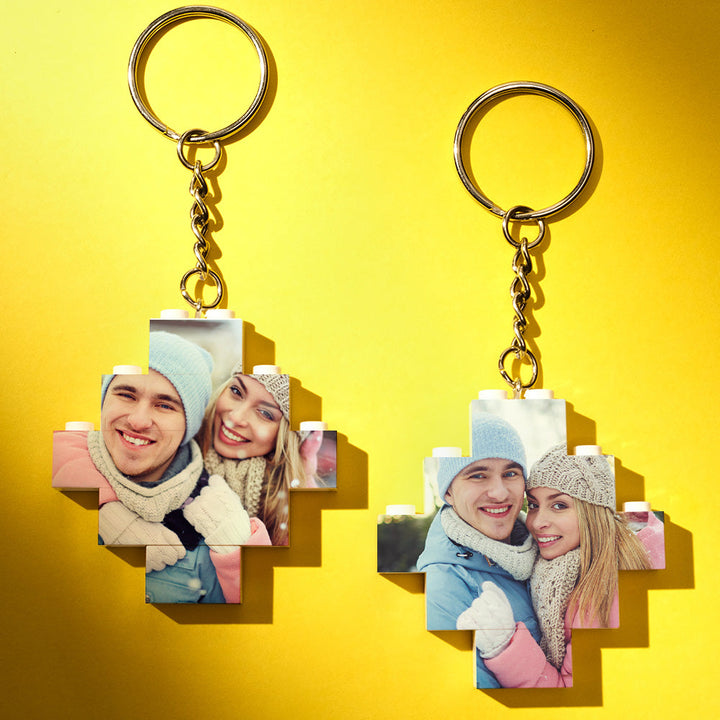 Personalised Photo Keychain Building Bricks Block Keychain Diamond Shape
