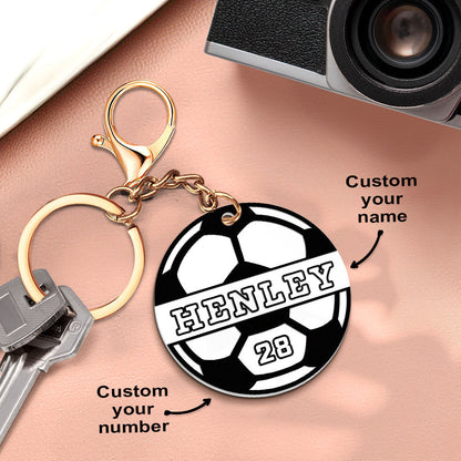 Personalized Soccer Keychain Custom Name Soccer Tag Gift for Soccer Fans