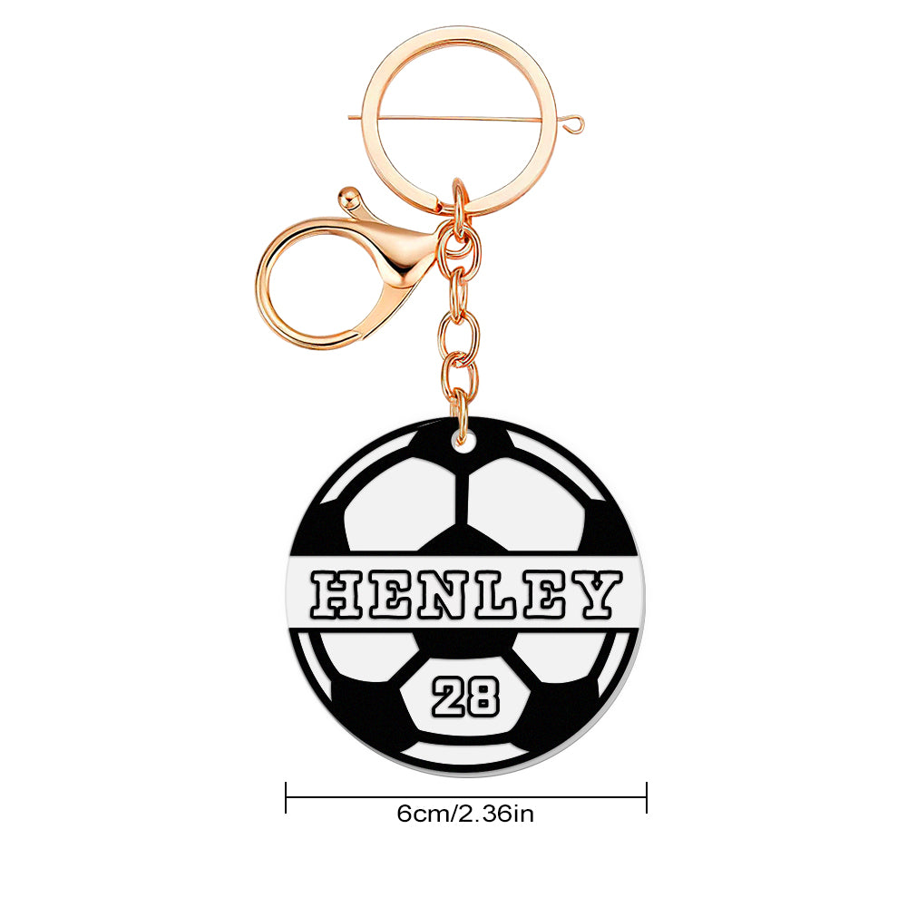 Personalized Soccer Keychain Custom Name Soccer Tag Gift for Soccer Fans