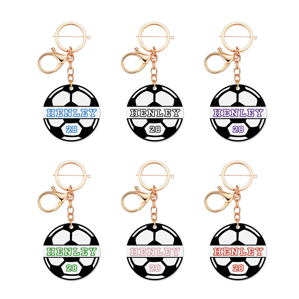 Personalized Soccer Keychain Custom Name Soccer Tag Gift for Soccer Fans