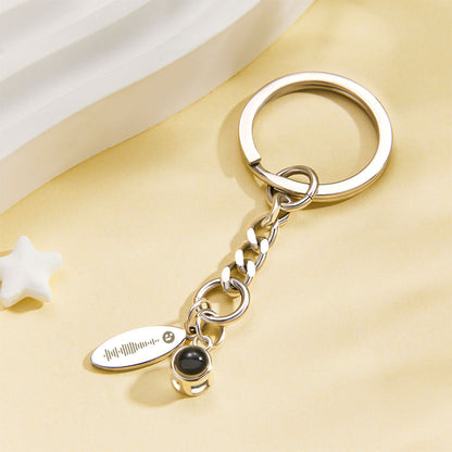 Custom Photo Projection Scannable Code Keychain Personalized Photo Music Keyring Anniversary Gifts