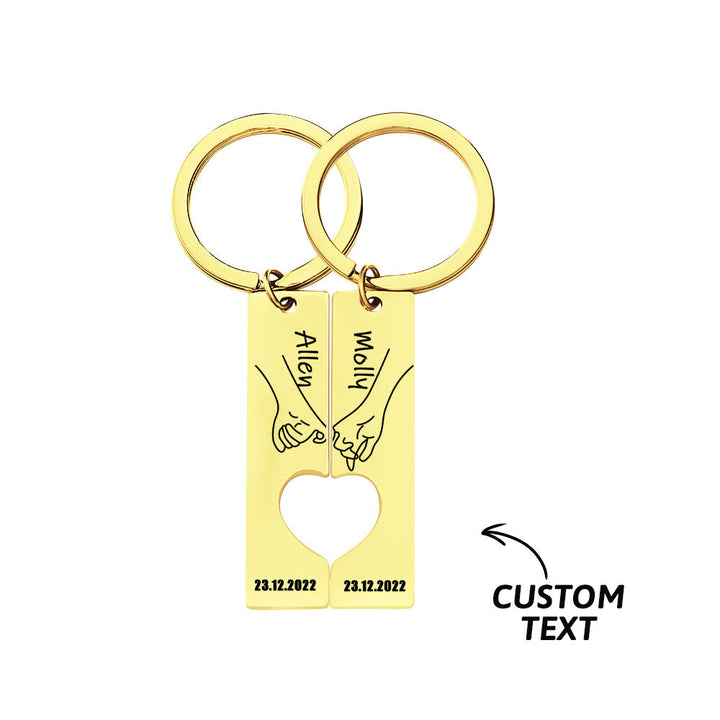 Couple Keychain Set Custom Heart Keychain Personalized 2 Pcs Matching Couple Keyring Gift For Him Valentine's Day Gift For Boyfriend/Husband