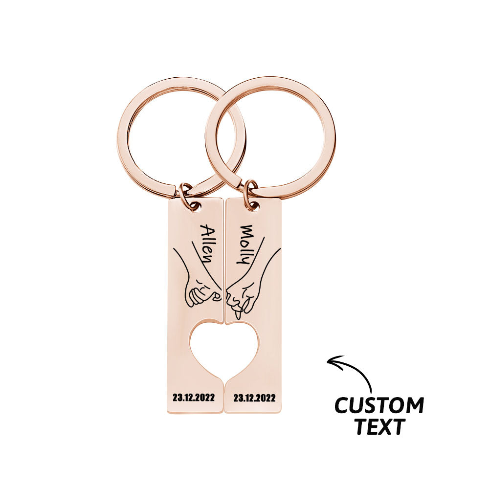 Couple Keychain Set Custom Heart Keychain Personalized 2 Pcs Matching Couple Keyring Gift For Him Valentine's Day Gift For Boyfriend/Husband