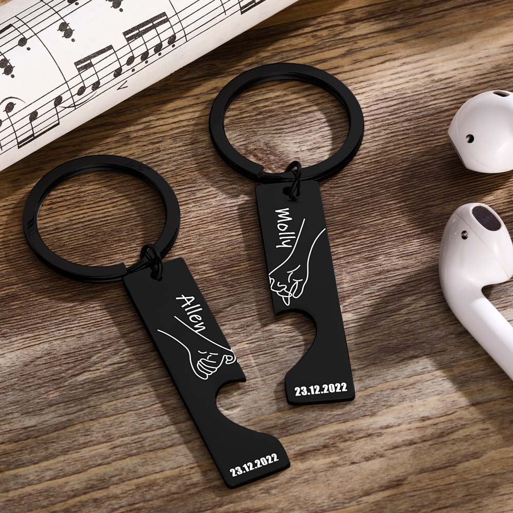 Couple Keychain Set Custom Heart Keychain Personalized 2 Pcs Matching Couple Keyring Gift For Him Valentine's Day Gift For Boyfriend/Husband