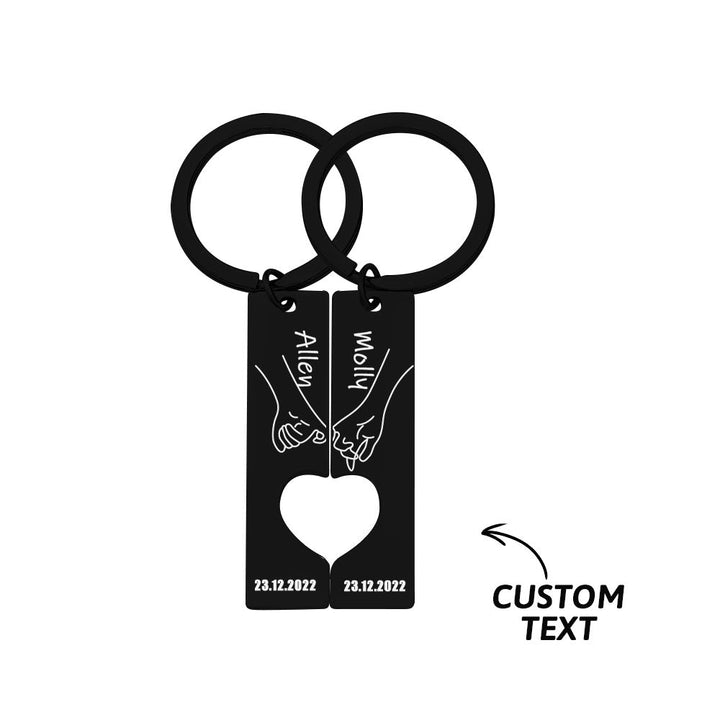 Couple Keychain Set Custom Heart Keychain Personalized 2 Pcs Matching Couple Keyring Gift For Him Valentine's Day Gift For Boyfriend/Husband