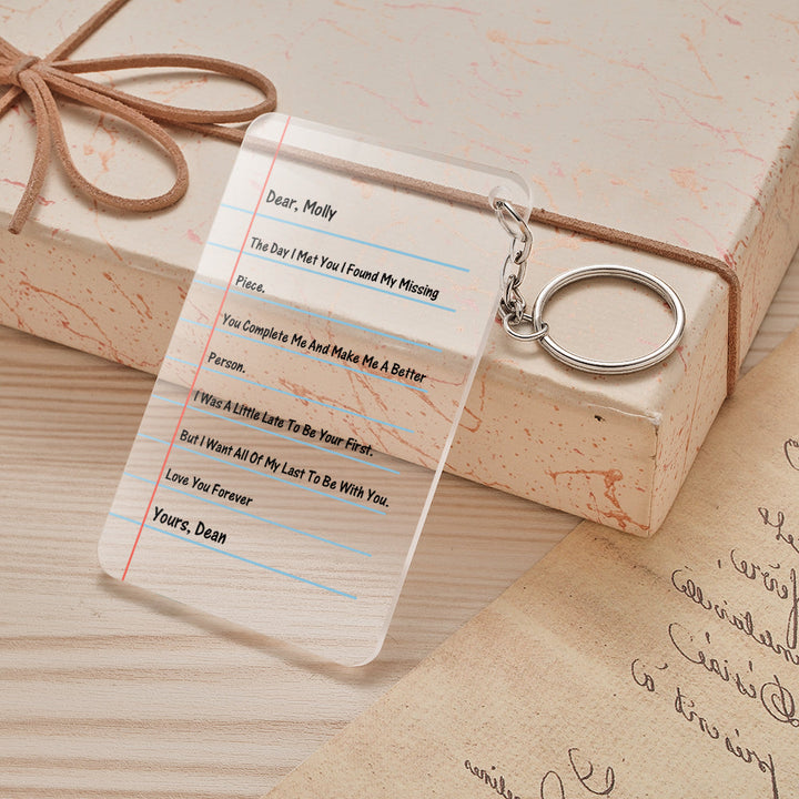 Custom Acrylic Love Letter Keychain Valentine's Day Gift For Boyfriend
