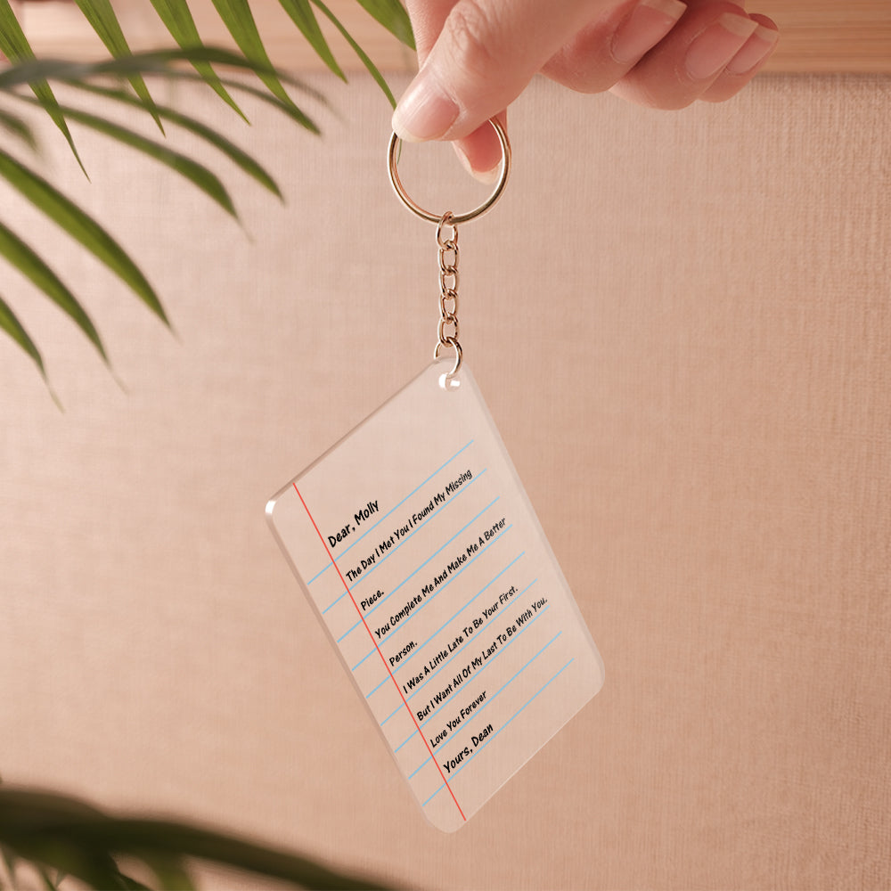 Custom Acrylic Love Letter Keychain Valentine's Day Gift For Boyfriend