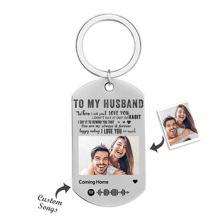 Custom Photo Keychain Custom Name Keychain for Husband Anniversary Gift