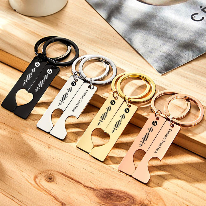 Best Gift For Friend 2 Personalized Music Code Keychain | Heart Cut Out Keychain