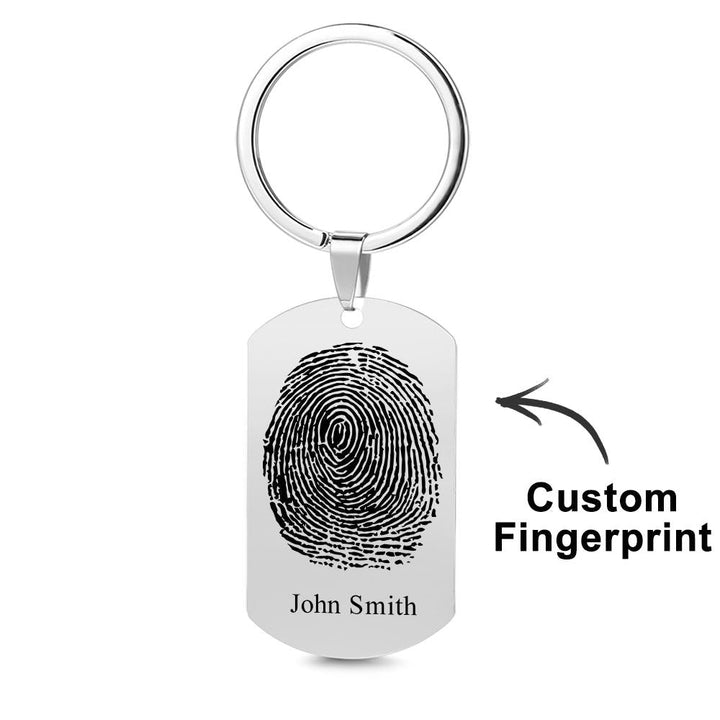 Custom Photo Keychain fingerprint Keychain Engraved Keychain Gift For Boyfriend