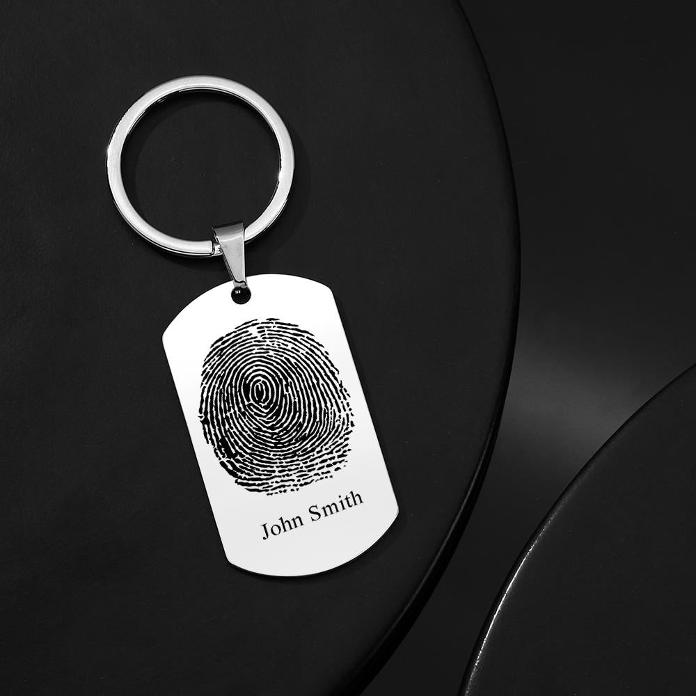 Custom Photo Keychain fingerprint Keychain Engraved Keychain Gift For Boyfriend