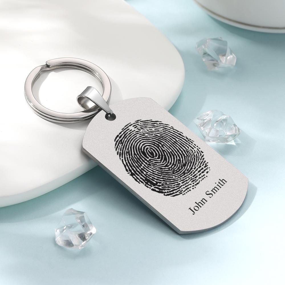 Custom Photo Keychain fingerprint Keychain Engraved Keychain Gift For Boyfriend