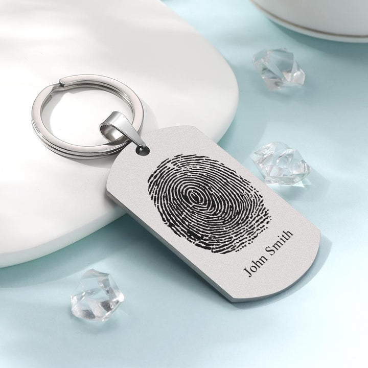 Custom Photo Keychain fingerprint Keychain Engraved Keychain Gift For Boyfriend