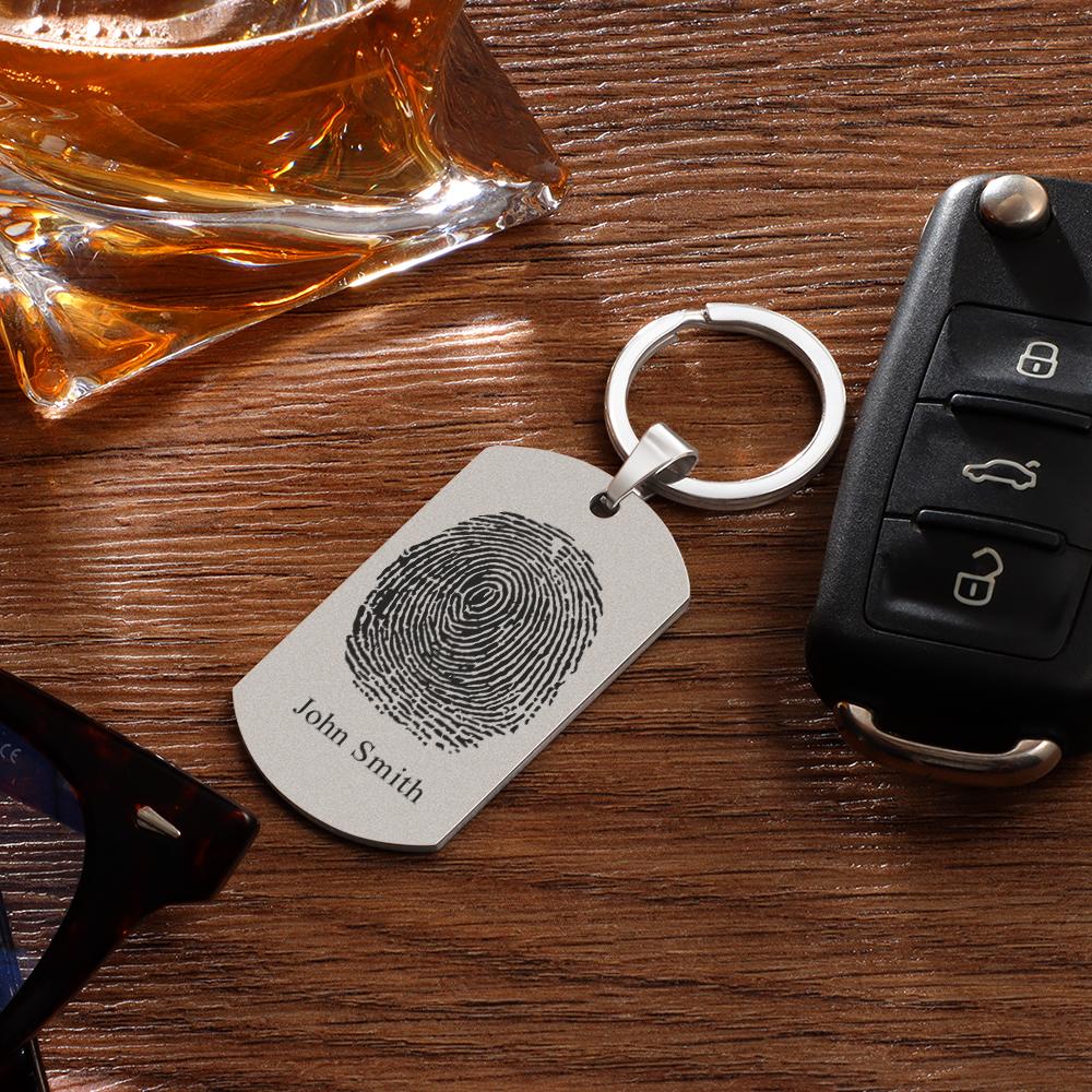 Custom Photo Keychain fingerprint Keychain Engraved Keychain Gift For Boyfriend