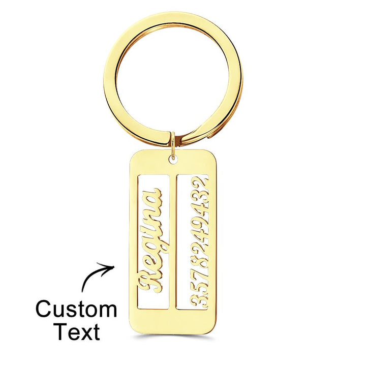 Personalized Name Phone Number Keychain Engraved Exclusive Phone Number Keychain