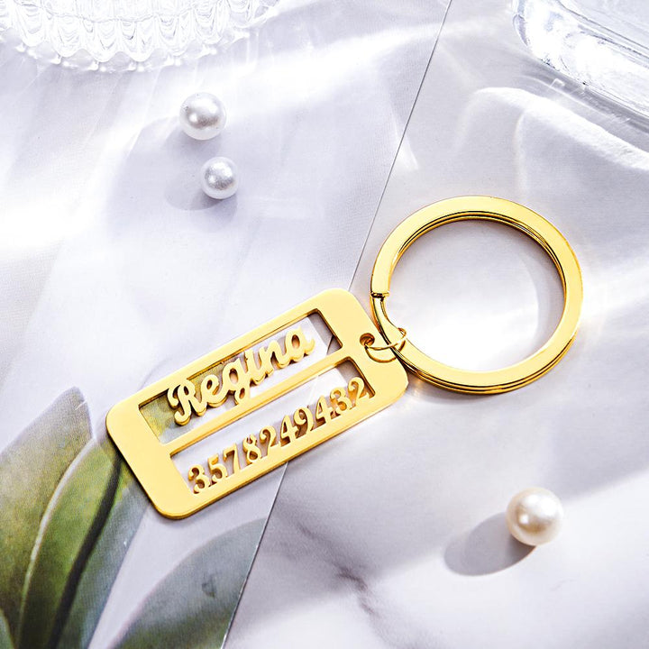 Personalized Name Phone Number Keychain Engraved Exclusive Phone Number Keychain